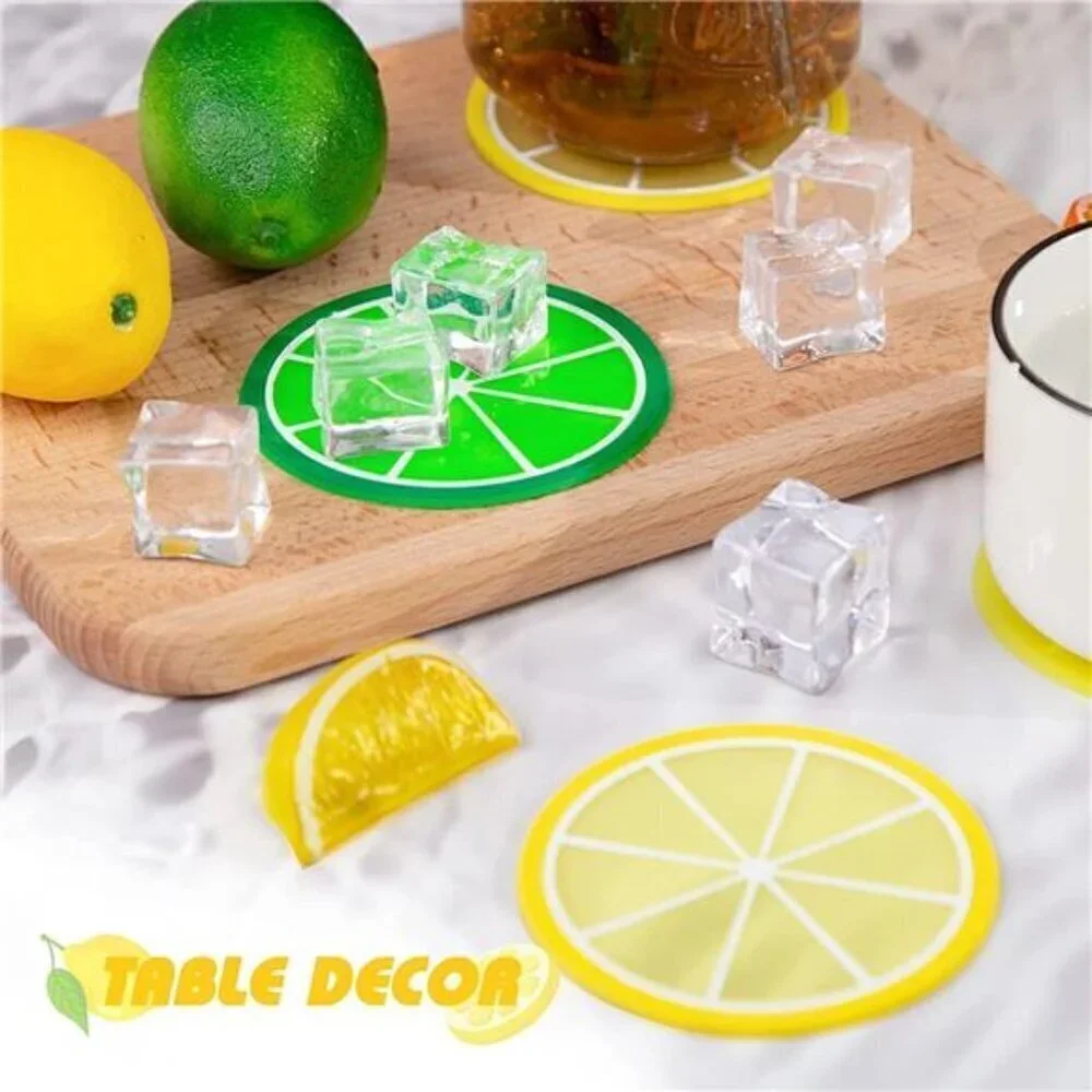 Fruit Shaped Cup Coasters 7-Pieces Holder Anti Slip Rubber Decorative Multi-Use